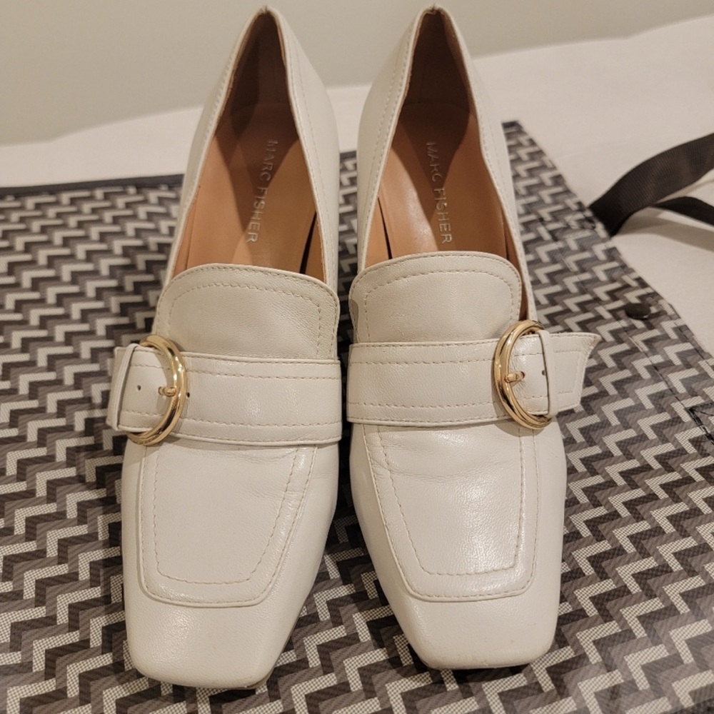 ISO (In Search of) Marc Fisher Cream Orrin Heeled Loafers Size 6